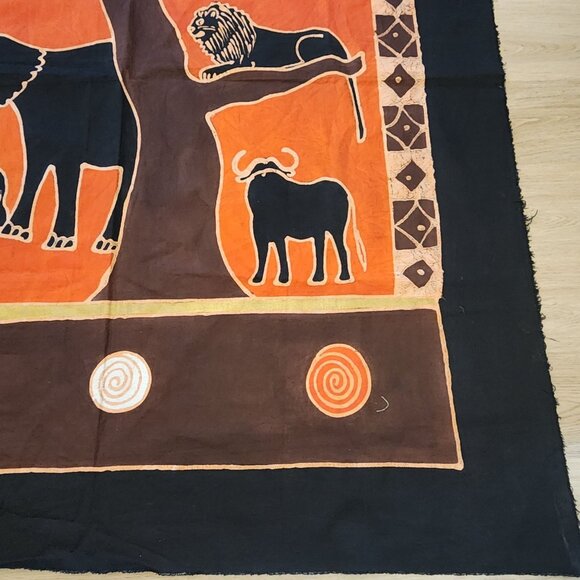 Batik Cotton Fabric Panel African Animal Tree of Life Safari Themed 80"x74" - Picture 3 of 10